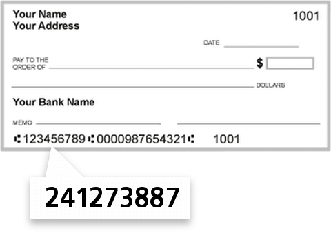 241273887 routing number on Integrity Federal Credit Union check