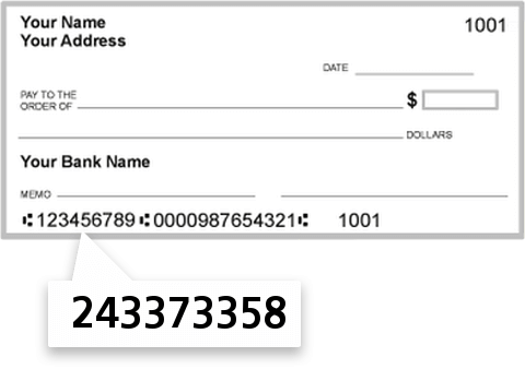 243373358 routing number on Indiana First Savings Bank check