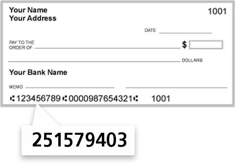 251579403 routing number on Ravenswood FCU check