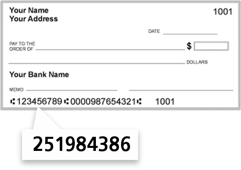 251984386 routing number on Element Federal Credit Union check