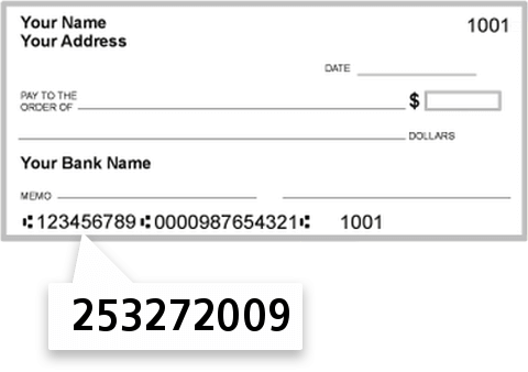 253272009 routing number on Spratt Savings & Loan check