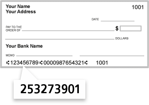 253273901 routing number on South State Bank check
