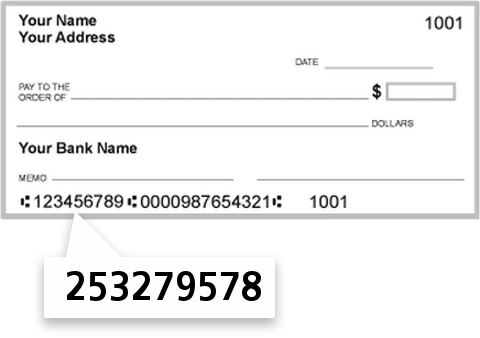 253279578 routing number on Trmc Employees Credit Union check
