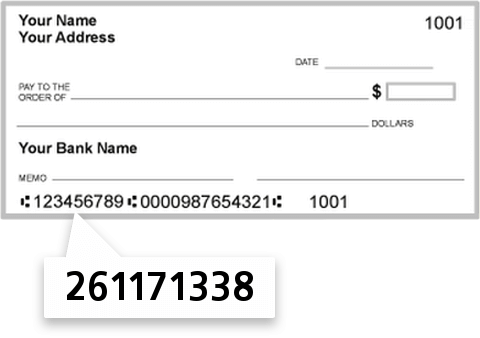 261171338 routing number on Associated Credit Union check