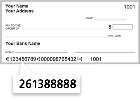 261388888 routing number on Southern Credit Union check