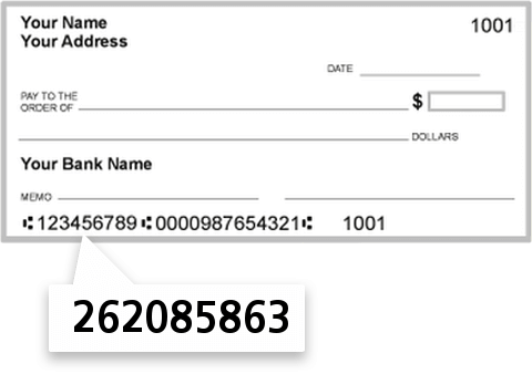 262085863 routing number on Social Security Credit Union check