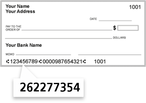262277354 routing number on Valley Credit Union check