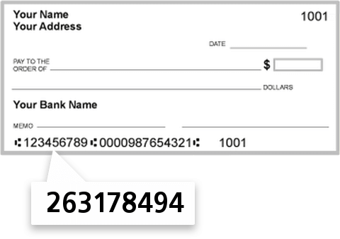 263178494 routing number on MY Healthcare Federal Credit Union check