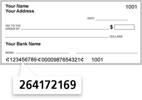 264172169 routing number on Progressive Savings Bank FSB check