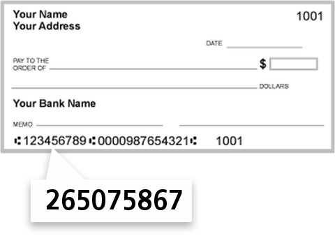 265075867 routing number on New Orleans Port Comm ECU check