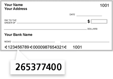 265377400 routing number on Keesler Federal Credit Union check