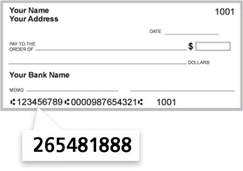 265481888 routing number on Total Choice Federal Credit Union check