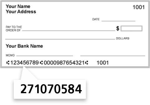 271070584 routing number on Central Savings FSB check