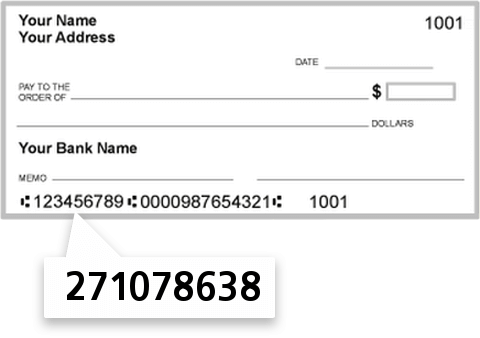 271078638 routing number on Credit Union 1 check