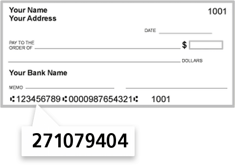 271079404 routing number on Israel Methcomm FCU check