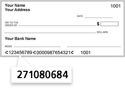 271080684 routing number on First Financial Credit Union check