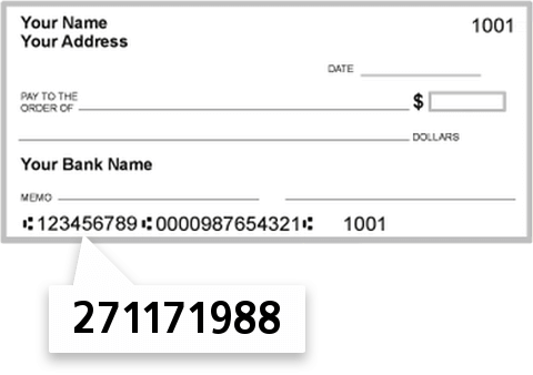 271171988 routing number on Union Savings Bank check