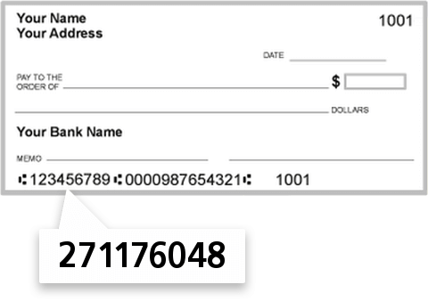 271176048 routing number on Bloomington Municipal C U check
