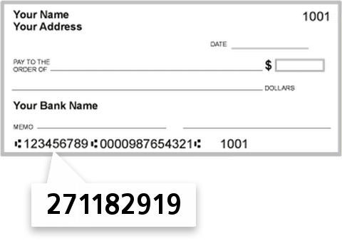 271182919 routing number on Decatur Earthmover C U check