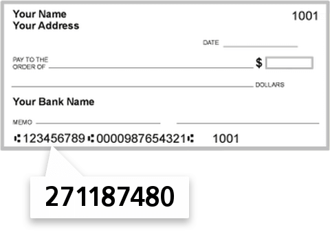 271187480 routing number on Route 1 Credit Union check