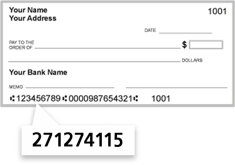 271274115 routing number on Horizon BK AN Indiana Bank check