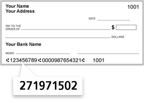 271971502 routing number on Central FED S&L Asncicero check