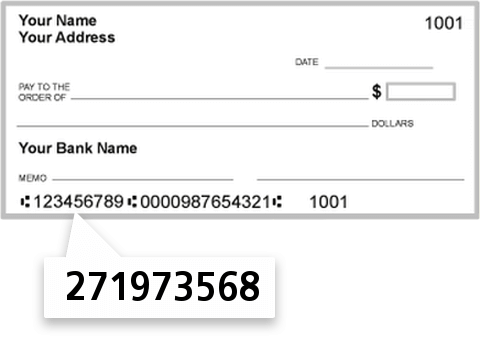 271973568 routing number on Marquette Bank check