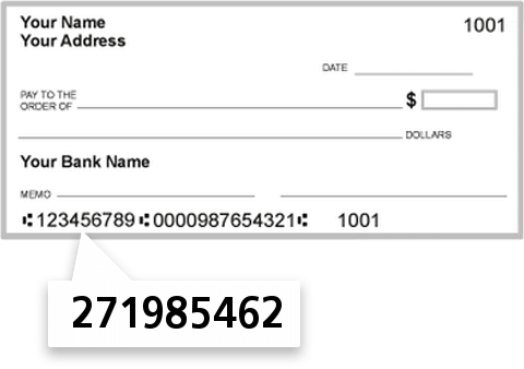 271985462 routing number on Commonwealth Credit Union check