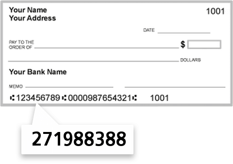 271988388 routing number on Rock Valley FED Credit Union check
