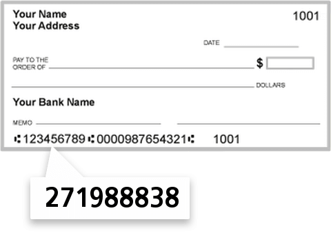 271988838 routing number on Illinois State Credit Union check