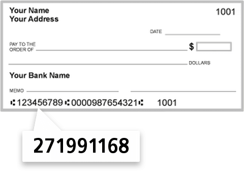 271991168 routing number on Finans Federal Credit Union check