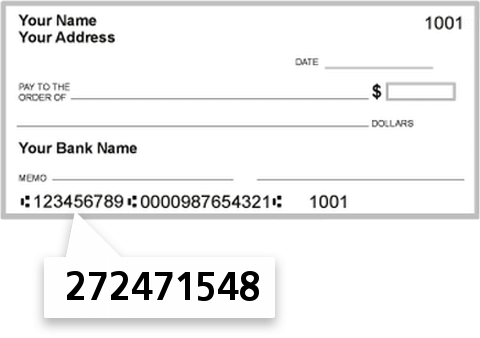 272471548 routing number on TCF National Bank check