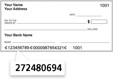 272480694 routing number on Preferred Credit Union check