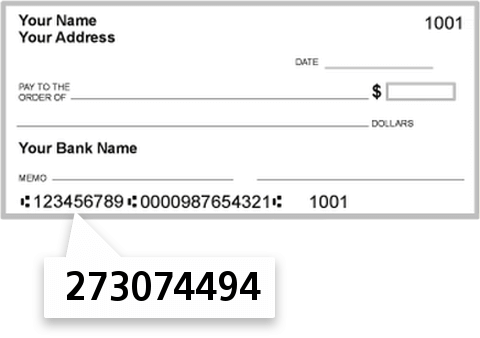 273074494 routing number on The Cornerstone Credit Union check