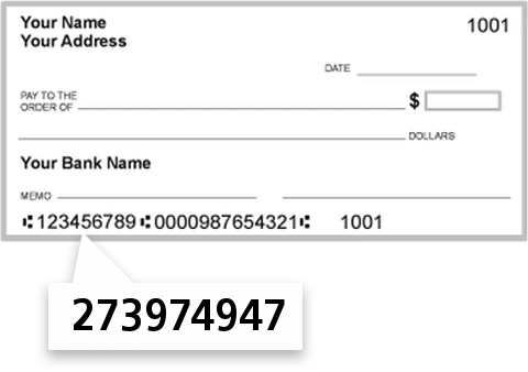 273974947 routing number on Citizens Community Credit Union check