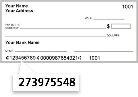 273975548 routing number on Cent Credit Union check