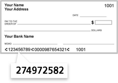 274972582 routing number on Lampco FCU check