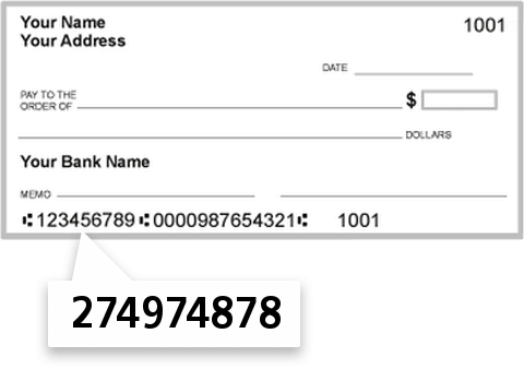 274974878 routing number on Industrial Federal Credit Union check