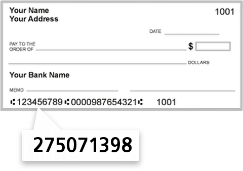 275071398 routing number on BMO Harris Bank NA check