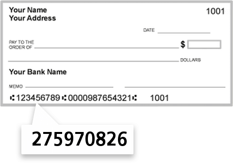 275970826 routing number on BMO Harris Bankna check