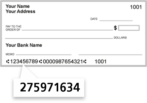 275971634 routing number on Associated Bank Green BAY check