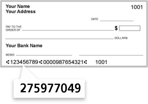 275977049 routing number on Advia Credit Union check