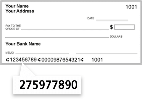 275977890 routing number on Schneider Community CU check