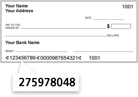 275978048 routing number on Blackhawk Credit Union check