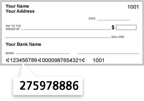 275978886 routing number on Heartland Credit Union check