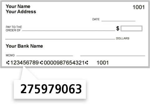 275979063 routing number on Heritage Credit Union check