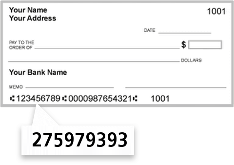 275979393 routing number on First Choice CR UN check