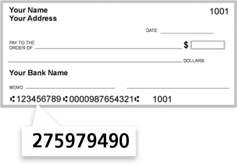 275979490 routing number on Evergreen Credit Union check