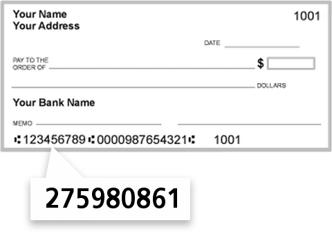 275980861 routing number on Nekoosa CU check