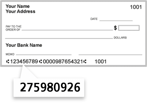 275980926 routing number on Oakdale CU check